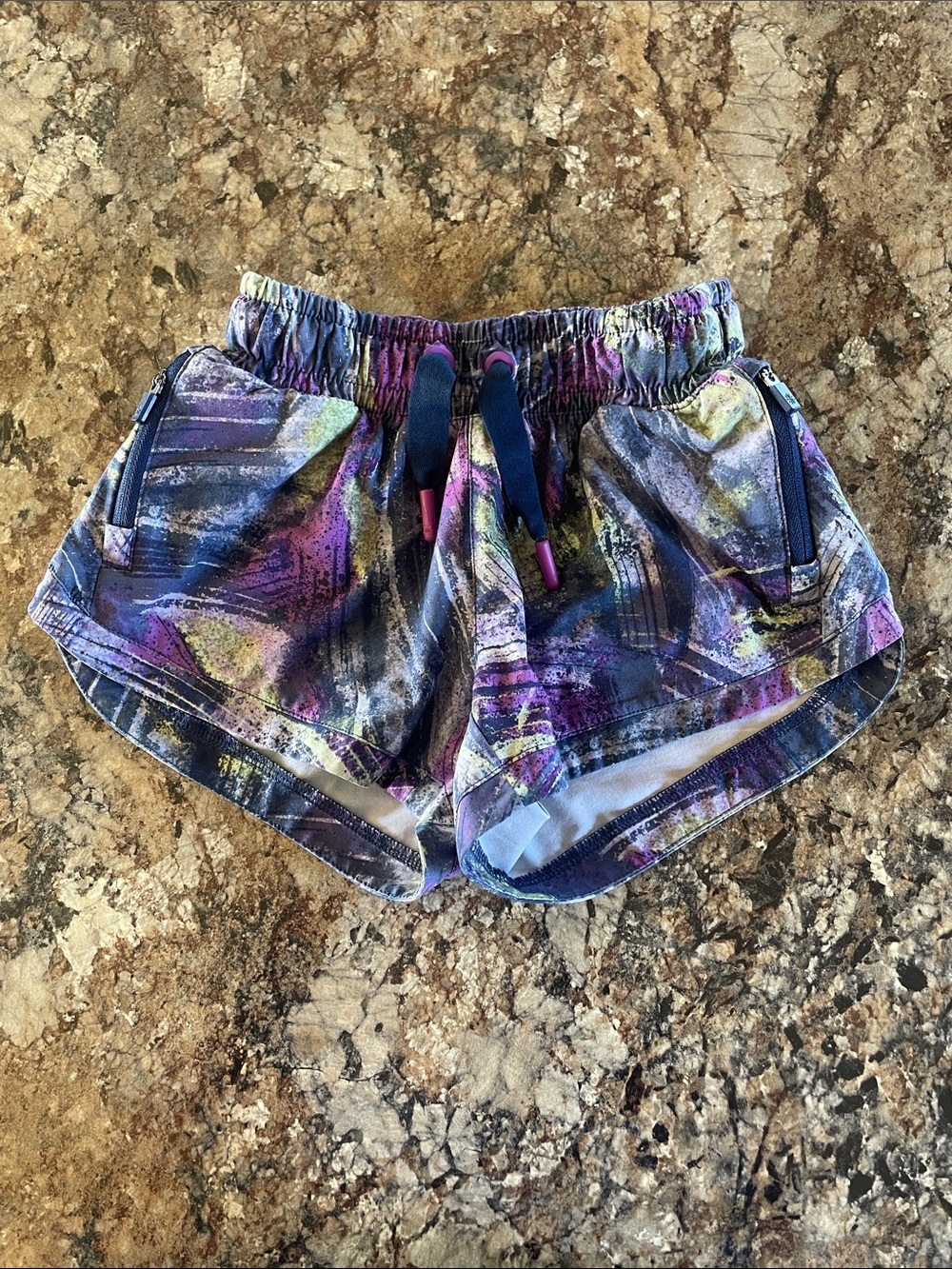 Athleta Girl + Simone Biles Purple Abstract Print Kids Athletic Shorts XS/6 Play